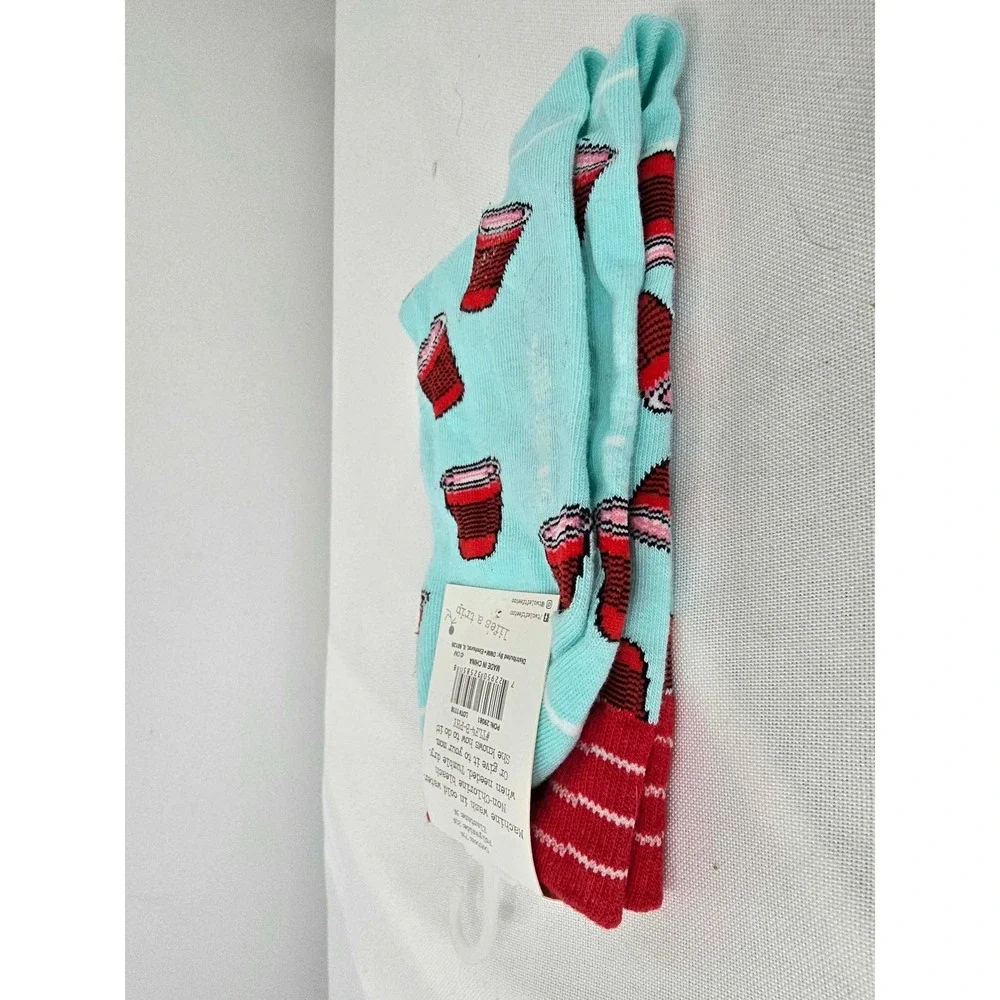 Two Left Feet Sock Co Party Hardy Red Cup Socks Blue Big Feet Mens 8.5-13 NEW